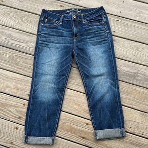 American eagle blue jeans capri length pants